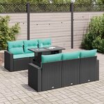 vidaXL Salon de jardin avec coussins 7 Pièces noir résine tressée acacia