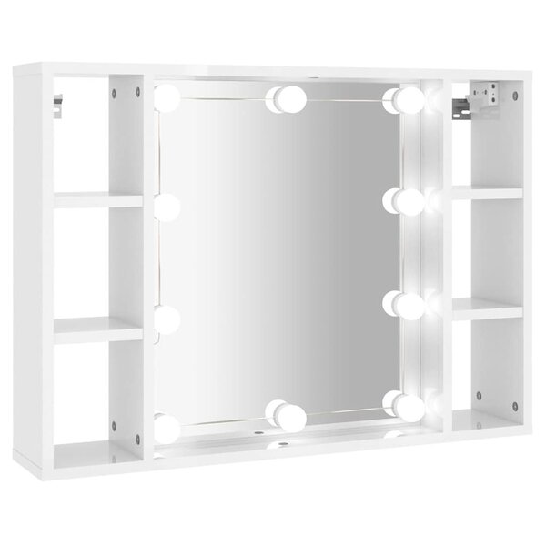vidaXL Armoire de miroir avec LED Blanc brillant 76x15x55 cm