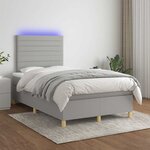 vidaXL Sommier à lattes de lit matelas LED gris clair 120x190 cm tissu