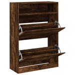 vidaXL Armoire à chaussures 2 tiroirs rabattables chêne fumé