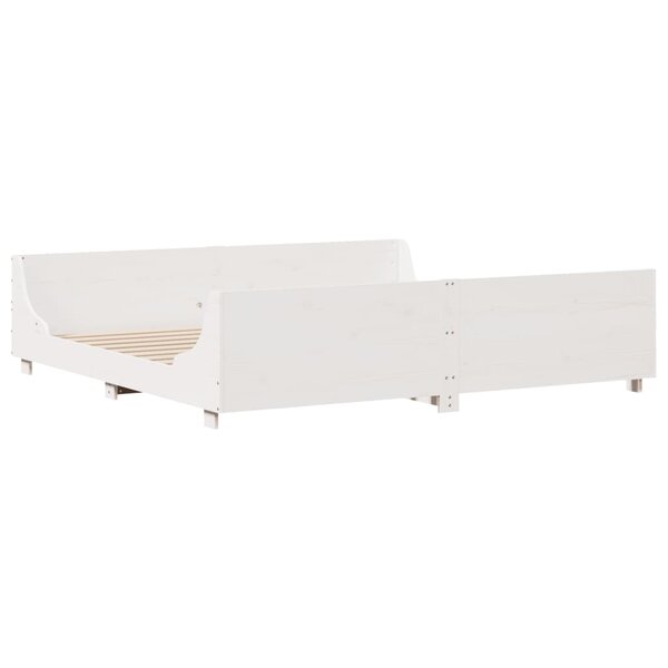 vidaXL Cadre de lit sans matelas blanc 200x200 cm bois massif de pin