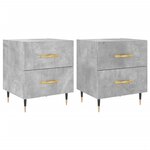vidaXL Tables de chevet 2Pièces gris béton 40x35x47 5cm bois d’ingénierie