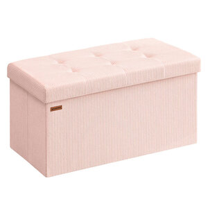 Banc de rangement pouf pliable 38 x 76 x 38 cm bout de lit repose-pieds coffre de rangement charge jusqu'à 300 kg pour salon chambre entrée rose 12_0004167