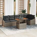 vidaXL Ensemble de salle à manger de jardin 7 pièces avec coussins en résine poly gris et acacia