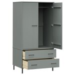 vidaXL Garde-robe avec pieds en métal Gris 90x55x172 5 cm Bois OSLO