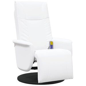 vidaXL Fauteuil de massage pivotant Blanc 71 x 90 x 105 cm Simili cuir
