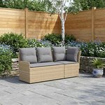 vidaXL Sofa de jardin avec accoudoirs et sofa d'angle 2 Pièce Rotin PE