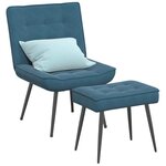 vidaXL Chaise de relaxation avec tabouret Bleu Velours