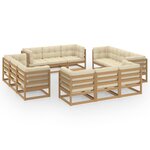 vidaXL Salon de jardin 13 Pièces avec coussins Bois de pin massif