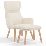 vidaXL Chaise de relaxation avec tabouret Blanc crème Velours