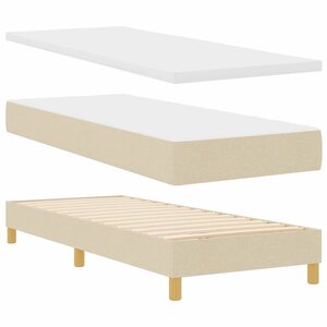 vidaXL Lit à Ressorts avec Matelas Crème 90x200 cm Tissu Crème