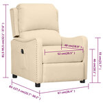 Vidaxl fauteuil inclinable électrique crème tissu