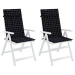 vidaXL Coussins de chaise à dossier haut lot de 2 carreaux noir