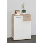 Meuble de rangement Petit Buffet - Blanc mat et chêne Sonoma - Classique - 60 cm