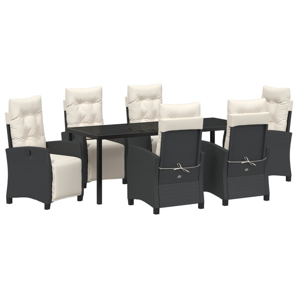 vidaXL Ensemble de jardin 7 pièces en rattan PE noir