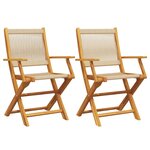 vidaXL Chaises de jardin lot de 2 beige bois d'acacia et polypropylène