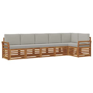 vidaXL Ensemble de canapé d'angle 6 Pièces Gris Naturel et Clair