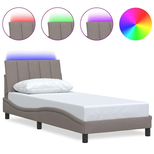 vidaXL Cadre de lit sans matelas taupe 90x200 cm tissu