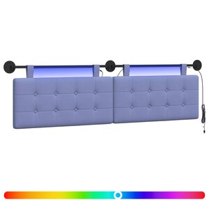 vidaXL Tête de lit suspendue Avec lumière LED Bleu denim Tissu