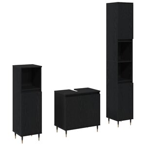 vidaXL Ensemble de mobilier de salle de bain 3 Pièces Chêne noir