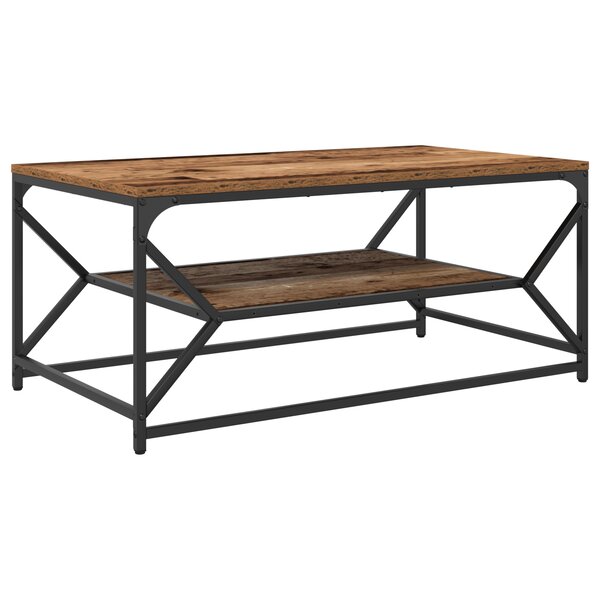 Table basse vidaXL avec étagère en bois vintage 90x50x40 cm en bois d'ingénierie