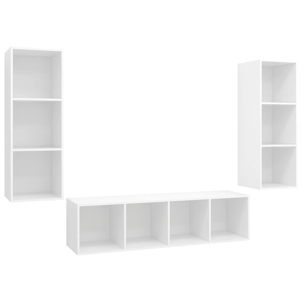 vidaXL Ensemble de meuble TV 3 Pièces Blanc Aggloméré