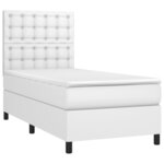vidaXL Sommier à lattes de lit avec matelas et LED Blanc 90x200 cm