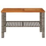 vidaXL Table de jardin gris 70x38x42 cm résine tressée et bois acacia