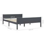 vidaXL Cadre de lit Bois de pin massif Gris 120x200 cm