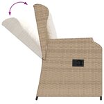vidaXL Chaises inclinables de jardin lot de 2 et coussins beige rotin