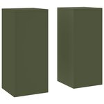vidaXL Supports de Plantes Extérieurs Pillar 2 Pièces Vert Olive 24x24x55 cm Acier