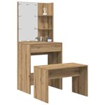 vidaXL Ensemble de coiffeuse avec LED chêne artisanal bois ingénierie