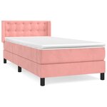 vidaXL Sommier à lattes de lit avec matelas Rose 100x200 cm Velours