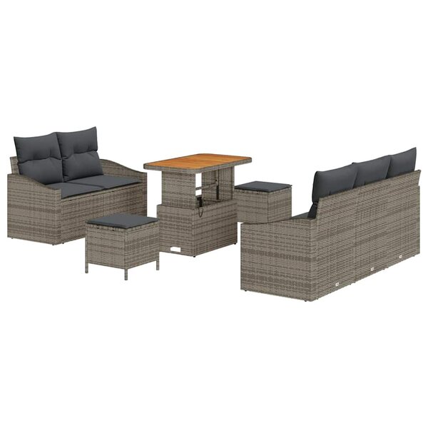 vidaXL Ensemble de canapé de jardin avec coussin 8 Pièces Gris
