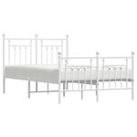 vidaXL Cadre de lit métal avec tête de lit/pied de lit blanc 135x190cm