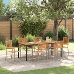 vidaXL Ensemble de salle à manger de jardin 7 pièces Beige Poly Rattan Acacia