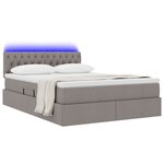 vidaXL Lit de rangement LED avec matelas Taupe 140 x 200 cm Tissu