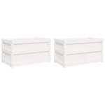 vidaXL Jardinières 2 Pièces blanc bois de pin massif