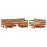 vidaXL Ensemble de salon de jardin 10 Pièces Brun cire Bois de pin massif