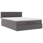 VidaXL Cadre de lit ottoman avec matelas gris 140x190 cm similicuir