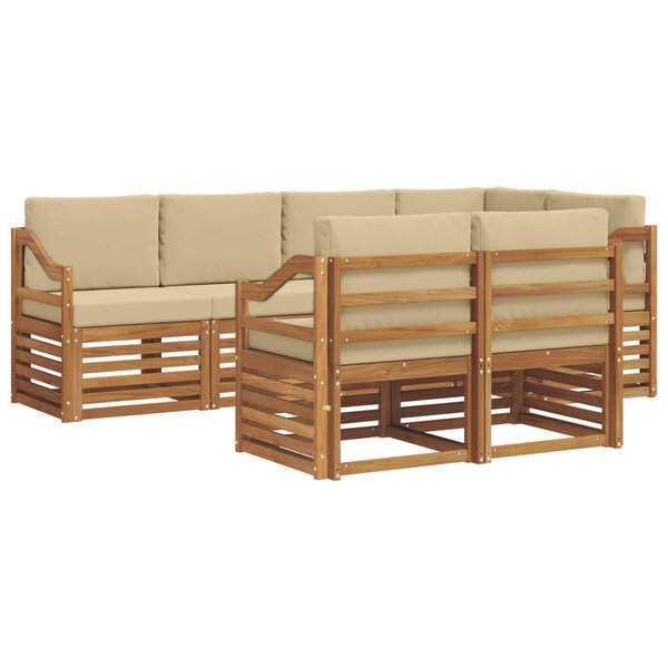 vidaXL Ensemble de canapé d'angle avec coussin 7 Pièces Naturel et Beige
