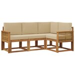 vidaXL Ensemble de canapés d'extérieur 4 pc Naturel et Beige Polyester