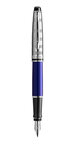 WATERMAN Expert Deluxe Stylo plume, bleu avec capuchon ciselé, plume moyenne, Attributs palladium, cartouche d’encre bleue, écrin