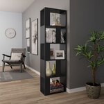 vidaXL Bibliothèque/Séparateur de pièce Noir Bois d’ingénierie