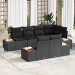 vidaXL Ensemble de canapé de jardin 7 Pièces Noir 264 x 154 x 85 cm