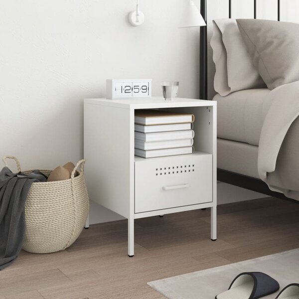 vidaXL Table de chevet blanc 36x39x50 5 cm acier laminé à froid