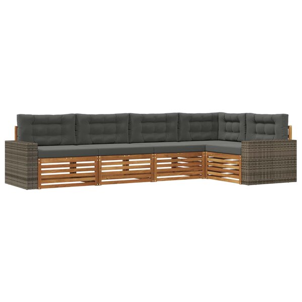 vidaXL Ensemble de canapés d'extérieur 5 Pièces Naturel et Anthracite