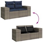 vidaXL Salon de jardin avec coussins 7 Pièces gris résine tressée