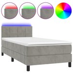 vidaXL Sommier à lattes de lit et matelas et LED Gris clair 90x200 cm
