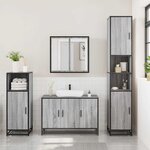 vidaXL Ensemble de meubles de salle de bain 3 Pièces Sonoma gris